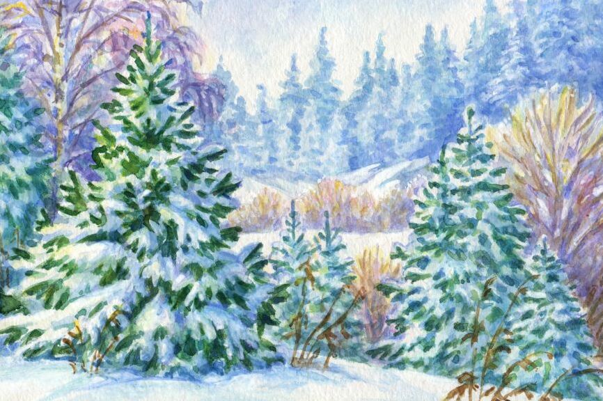 Картина на холсте нарисованный лес, арт hd0924101